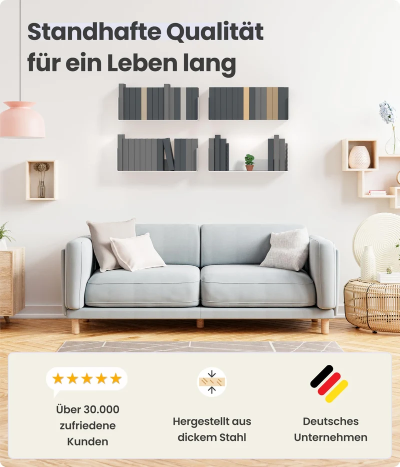 UNITURE® - 2er Set - Modernes Wandregal Weiß - 2x40 cm Bücherregal schwebend, Bilderleiste weiß
