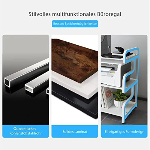 PUNCIA 3-stöckiger Druckerständer mobiler Druckertisch Druckerwagen Weiß
