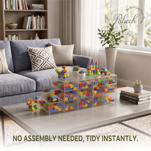 6‑Pack Stapelbarer Acryl Organizer mit 12 Schubladen