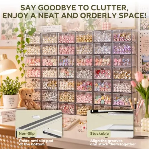 6‑Pack Stapelbarer Acryl Organizer mit 12 Schubladen