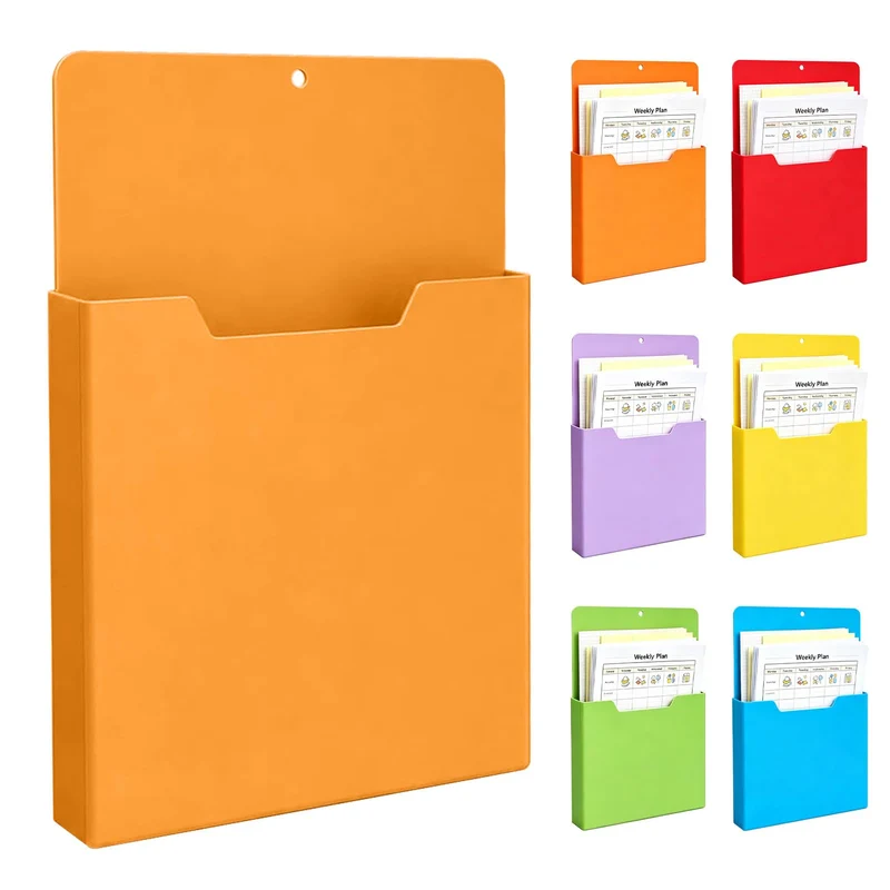A4 Color-Coded Magnetic File Storage Pocket, Zeitschriftenhalter Wand (E)