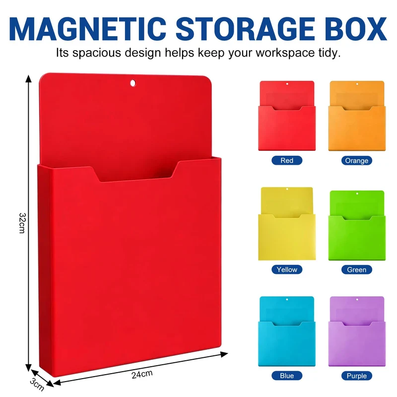 A4 Color-Coded Magnetic File Storage Pocket, Zeitschriftenhalter Wand (E)