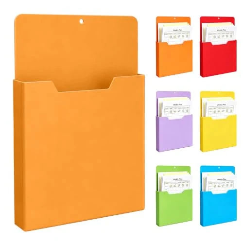 A4 Color-Coded Magnetic File Storage Pocket, Zeitschriftenhalter Wand (E)