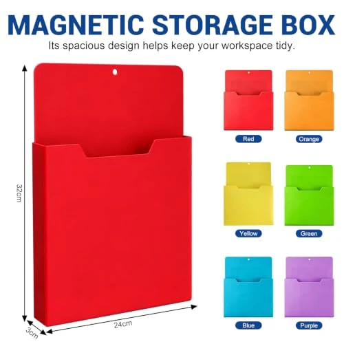 A4 Color-Coded Magnetic File Storage Pocket, Zeitschriftenhalter Wand (E)