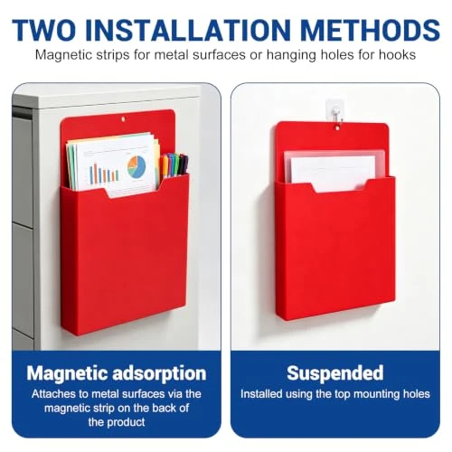 A4 Color-Coded Magnetic File Storage Pocket, Zeitschriftenhalter Wand (E)