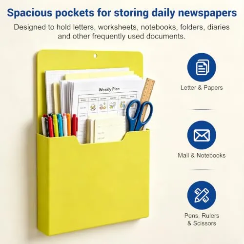A4 Color-Coded Magnetic File Storage Pocket, Zeitschriftenhalter Wand (E)