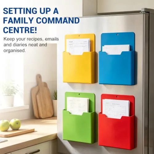 A4 Color-Coded Magnetic File Storage Pocket, Zeitschriftenhalter Wand (E)