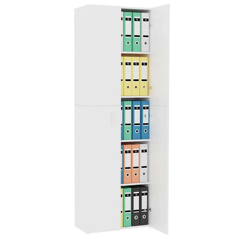 Myheimly Aktenschrank, Büroschrank mit Stauraum, Lagerschrank für Büro, Schrank Büromöbel Aufbewahrungsschrank, Holzwerkstoff Aktenschrank Weiß,60 x 32 x 190 cm