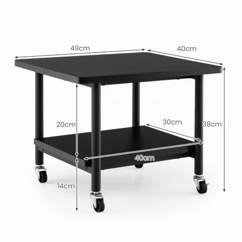 GOPLUS Druckertisch mit Arretierbaren Räder, Rollcontainer mit 2 Ablagen, Rollwagen für Schreibtisch, Drucker Ständer aus Holz, um 360° Drehbare Räder, Multifunktionswagen für Zuhause Büro (Schwarz)