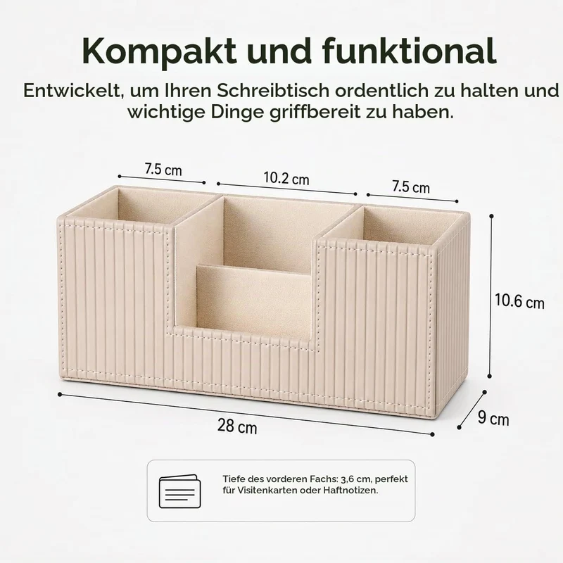 GORESE Schreibtisch Organizer,Multifunktionaler Stiftehalter Schreibtisch Stifte Organizer PU Leder Tisch Organizer Mit 4 Fächer Büro Organizer Büroorganisation Büro Gadgets für Büro Zuhause(Beige)