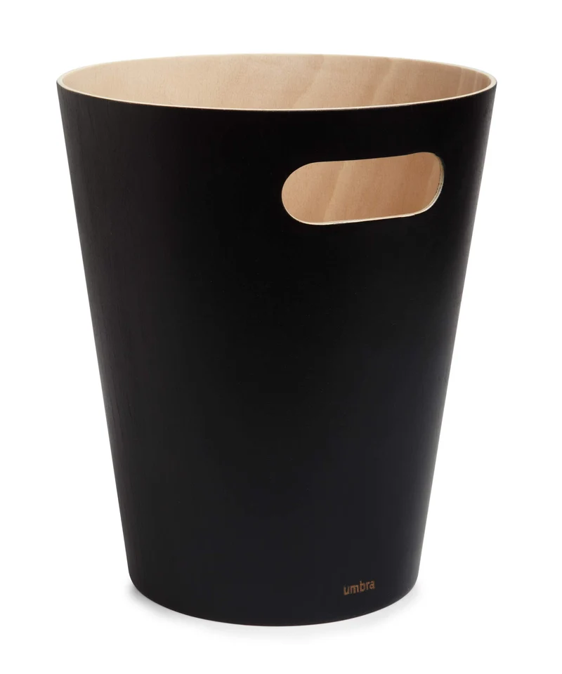 Umbra Woodrow Abfalleimer Holz, 7, 5l, Schwarz/Natur