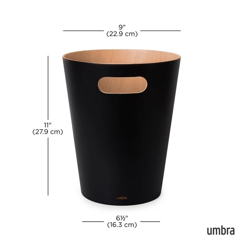 Umbra Woodrow Abfalleimer Holz, 7, 5l, Schwarz/Natur