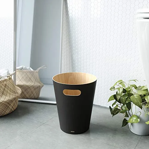 Umbra Woodrow Abfalleimer Holz, 7, 5l, Schwarz/Natur