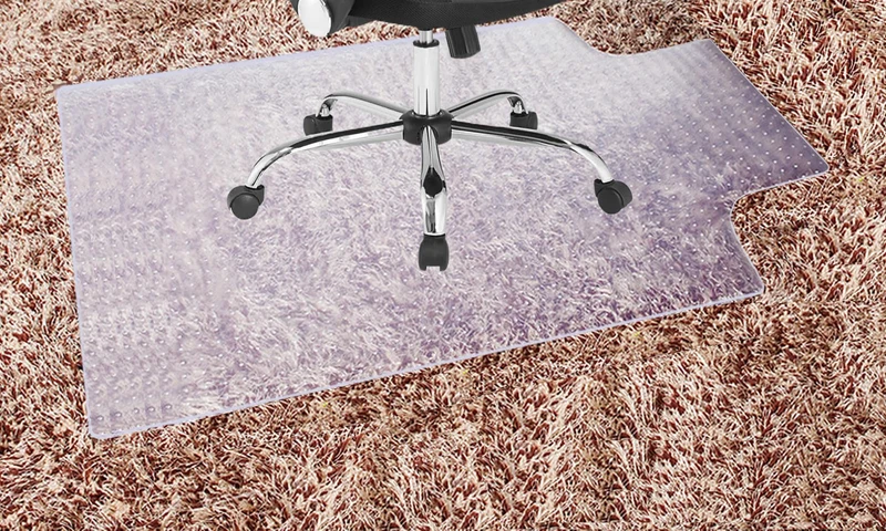 TUKA-i-AKUT 90 x 120 cm Teppich-Bodenschutzmatte mit Lippe, Teppichböden Schutzmatte Bürostuhlmatte, Schreibtischstuhl Unterlage, Stuhlmatte Teppichmatte mit Nieten, Milchig Transparent TKD4012