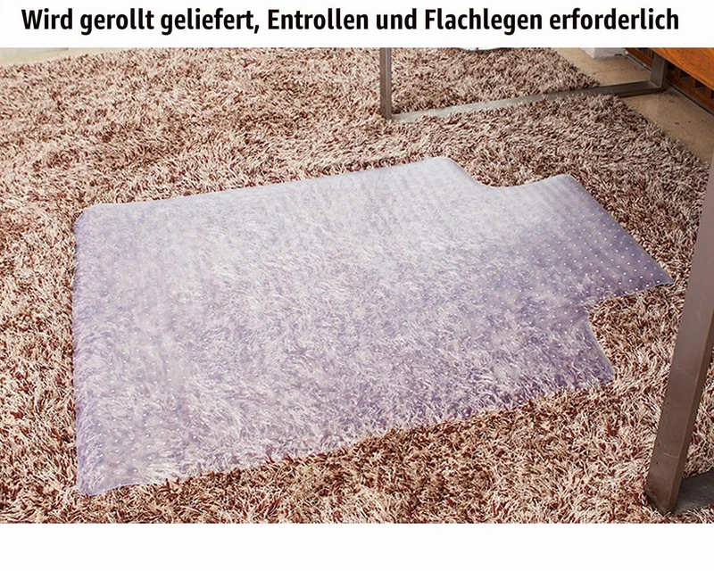 TUKA-i-AKUT 90 x 120 cm Teppich-Bodenschutzmatte mit Lippe, Teppichböden Schutzmatte Bürostuhlmatte, Schreibtischstuhl Unterlage, Stuhlmatte Teppichmatte mit Nieten, Milchig Transparent TKD4012