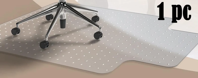 TUKA-i-AKUT 90 x 120 cm Teppich-Bodenschutzmatte mit Lippe, Teppichböden Schutzmatte Bürostuhlmatte, Schreibtischstuhl Unterlage, Stuhlmatte Teppichmatte mit Nieten, Milchig Transparent TKD4012