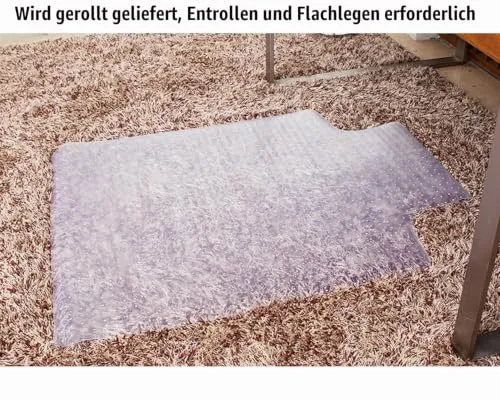 TUKA-i-AKUT 90 x 120 cm Teppich-Bodenschutzmatte mit Lippe, Teppichböden Schutzmatte Bürostuhlmatte, Schreibtischstuhl Unterlage, Stuhlmatte Teppichmatte mit Nieten, Milchig Transparent TKD4012