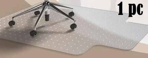 TUKA-i-AKUT 90 x 120 cm Teppich-Bodenschutzmatte mit Lippe, Teppichböden Schutzmatte Bürostuhlmatte, Schreibtischstuhl Unterlage, Stuhlmatte Teppichmatte mit Nieten, Milchig Transparent TKD4012