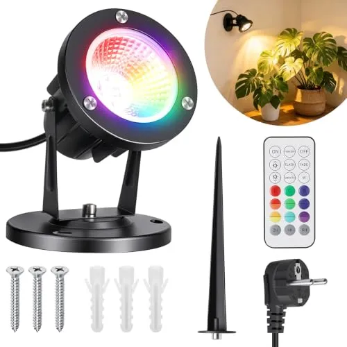 6W RGB LED Klemmspot mit Fernbedienung, IP65 Wasserdicht RGB-Lichter