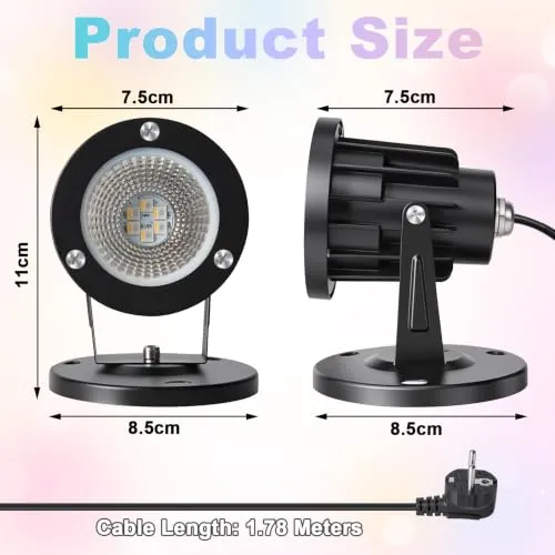 6W RGB LED Klemmspot mit Fernbedienung, IP65 Wasserdicht RGB-Lichter