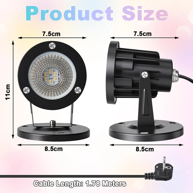 6W RGB LED Klemmspot mit Fernbedienung, IP65 Wasserdicht RGB-Lichter