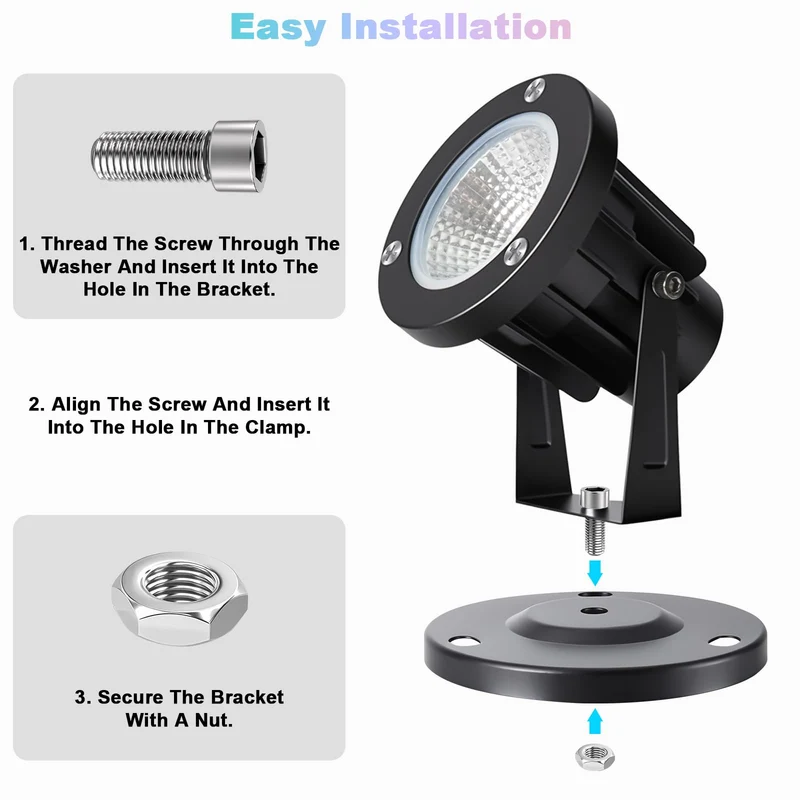 6W RGB LED Klemmspot mit Fernbedienung, IP65 Wasserdicht RGB-Lichter