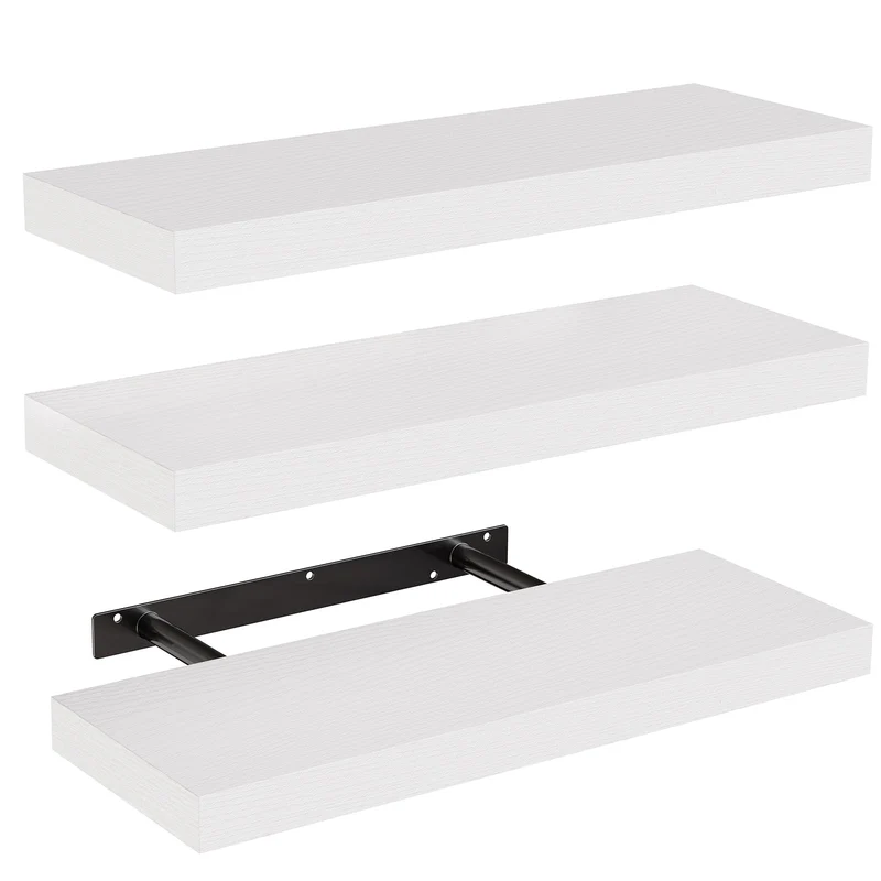 Amada 3er-Wandregal 40 cm für Badezimmer/Wohnzimmer/Schlafzimmer, Weiß