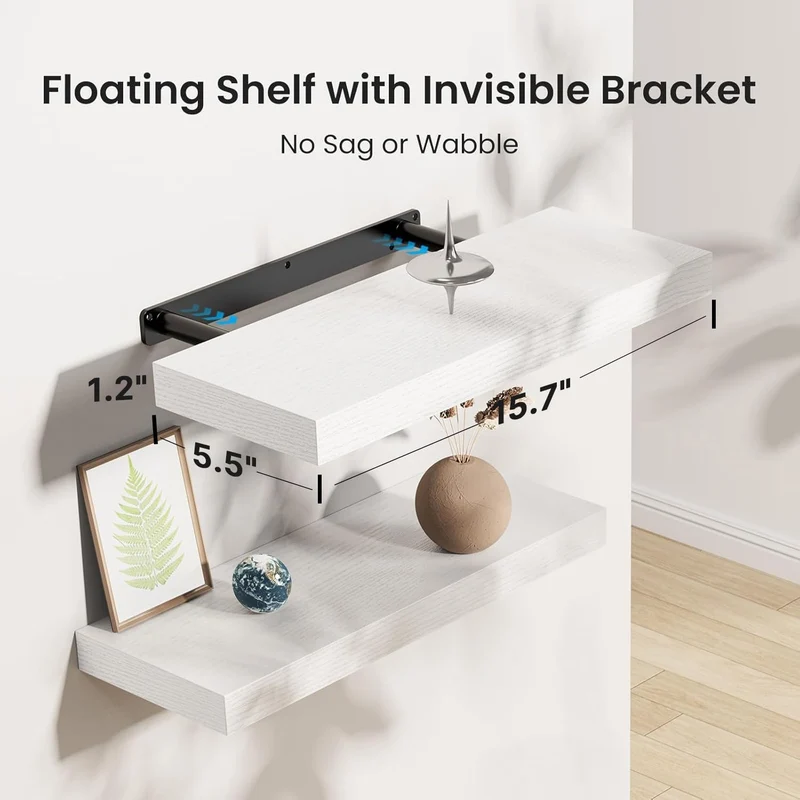 Amada 3er-Wandregal 40 cm für Badezimmer/Wohnzimmer/Schlafzimmer, Weiß