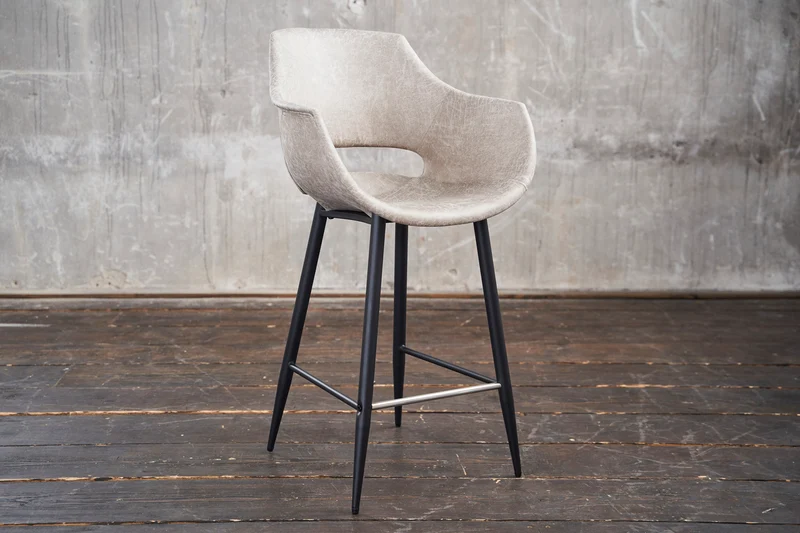 KAWOLA Barhocker ZAJA Barstuhl Sitzhöhe 76 cm Microfaser cremeweiß
