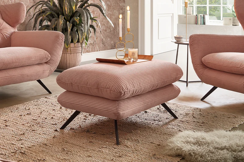 KAWOLA Hocker CHARME Hockerbank groß Cord rosa