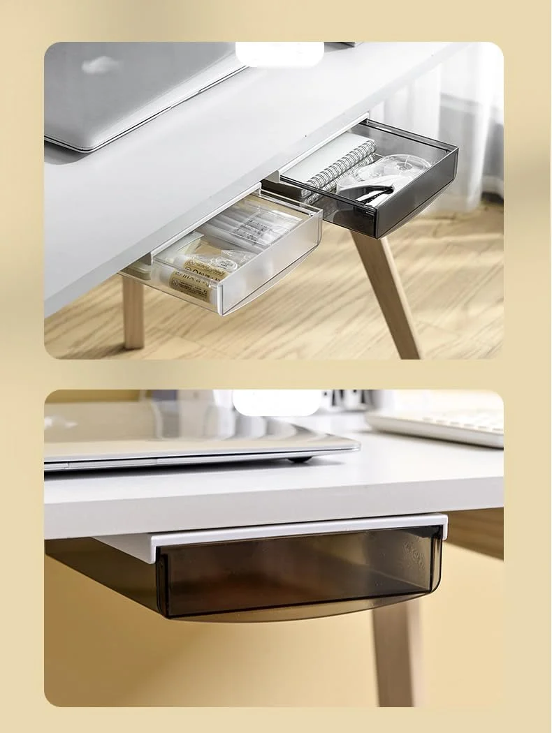 TUKA Unterschreibtisch-Schubladen 24x21x8cm, Selbstklebende Schubladen, Versteckte Unterbauschublade Aufbewahrungsbox unter Schreibtisch, Utensilien Stiftebox Matte Schwarz TKD8606-1X