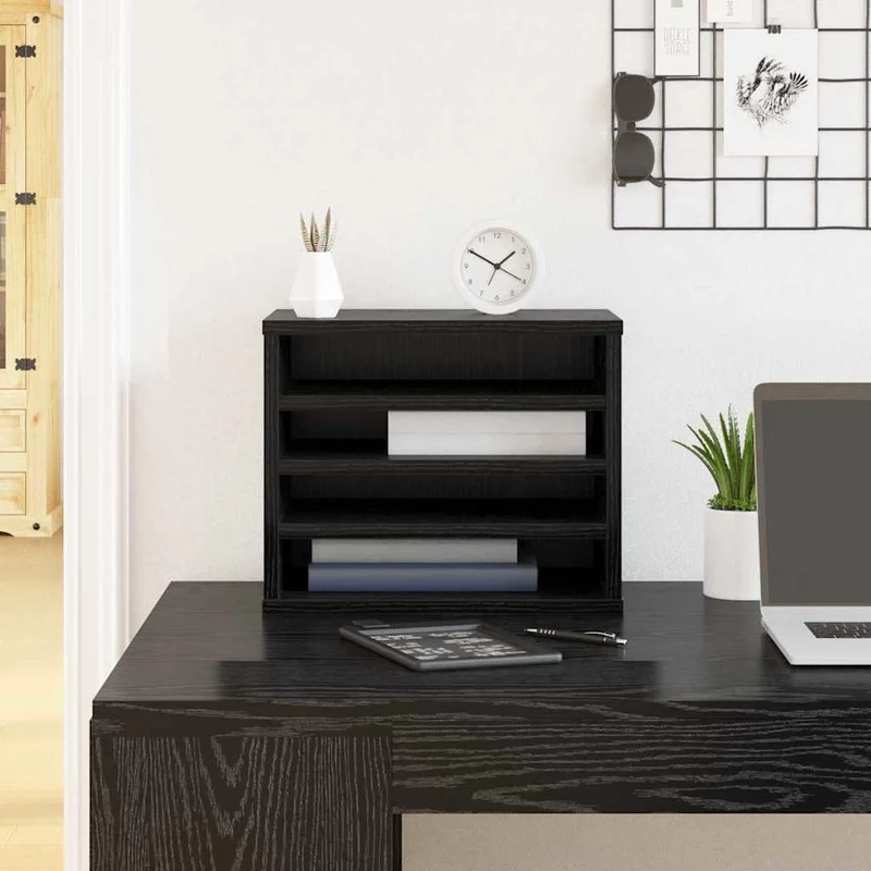 vidaXL Schreibtisch Organizer Schwarz Eichen-Optik 36 x 26 x 29,5 cm