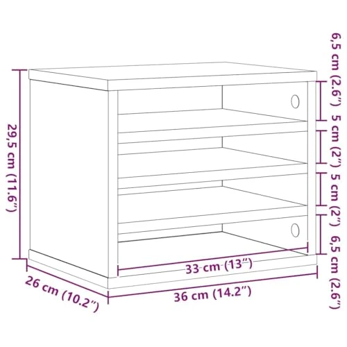 vidaXL Schreibtisch Organizer Schwarz Eichen-Optik 36 x 26 x 29,5 cm