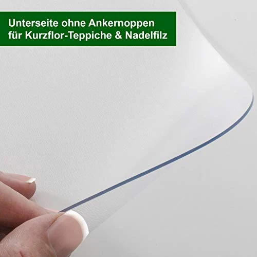 CASA PURA Bodenschutzmatte Transparent für Kurzflor-Teppich | Schreibtischstuhl Unterlage für Büro und Wohnen | Bodenmatten wahlweise für Teppich/Hartböden (75x120 cm)
