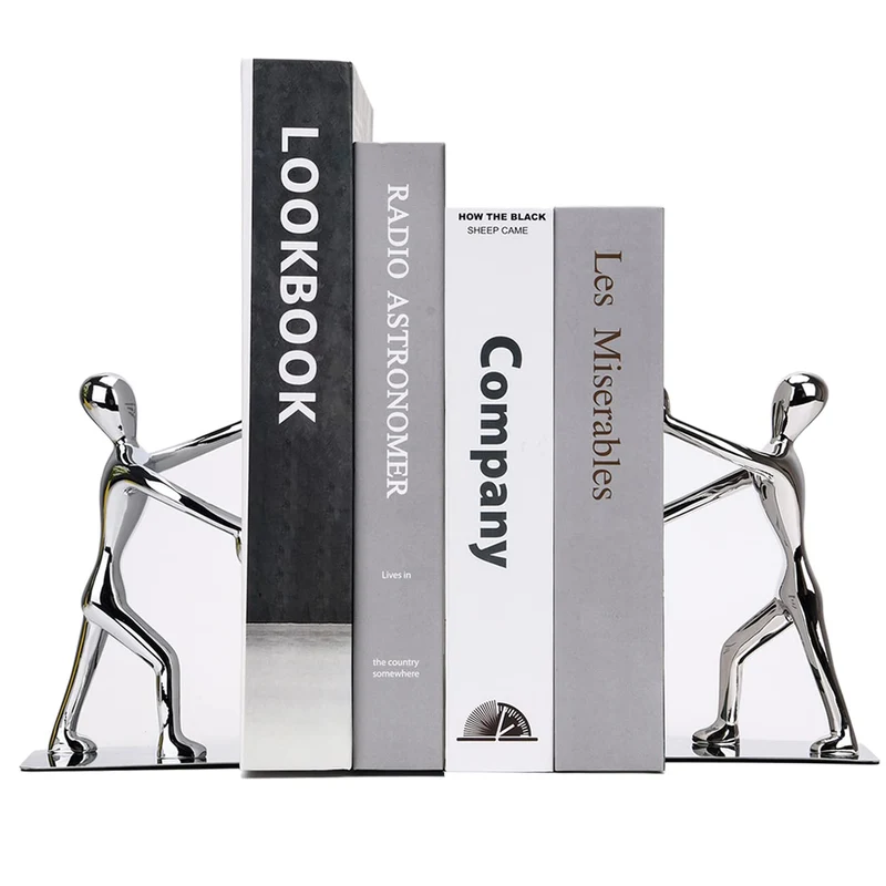 MerryNine Robuste Kung-Fu-Mann-Buchstützen aus Edelstahl, Buchstütze aus Edelstahl, kreativer Buchschutz aus Metall für die Dekoration der Heimbüro-Bibliothek, modisches Geschenk