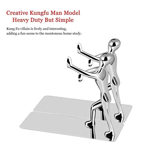 MerryNine Robuste Kung-Fu-Mann-Buchstützen aus Edelstahl, Buchstütze aus Edelstahl, kreativer Buchschutz aus Metall für die Dekoration der Heimbüro-Bibliothek, modisches Geschenk