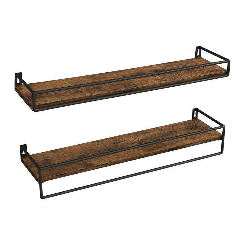 VASAGLE Wandregal, 2er Set, Schweberegal mit Stange, 60 cm breit