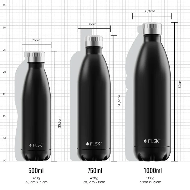 FLSK Trinkflasche aus Edelstahl, red, 750ml, 28,6cm hoch
