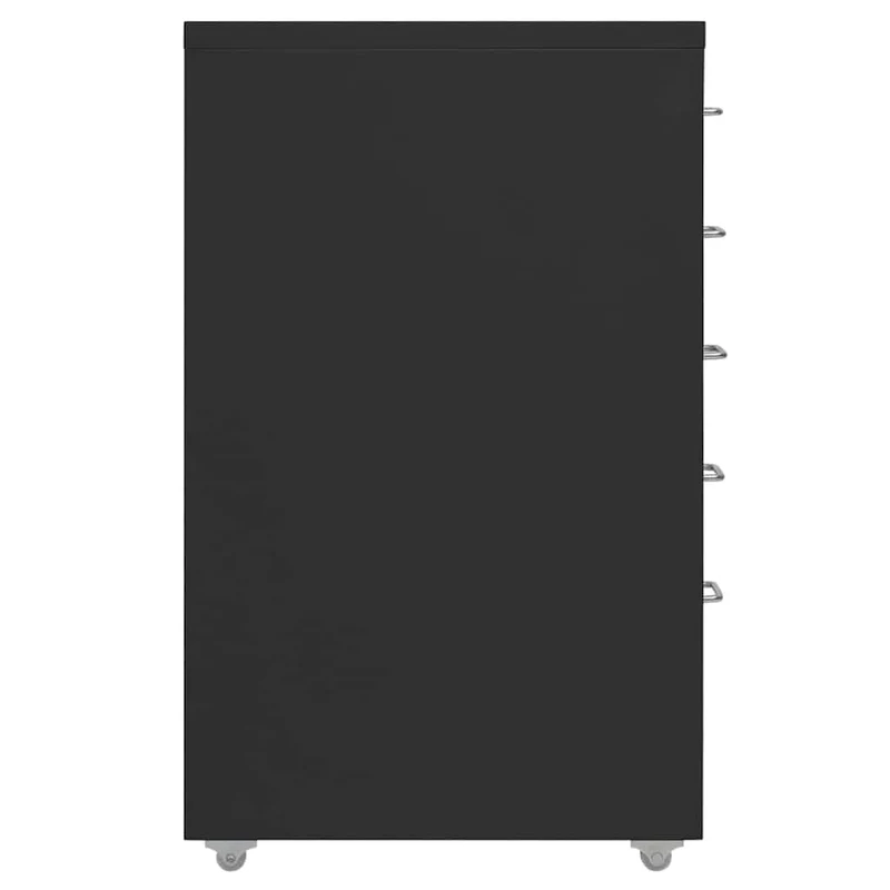 Myheimly Aktenschrank mit Rollen Rollcontainer Bürocontainer Schubladenschrank Büroschrank Metallschrank Schrank Metall Aktenschrank Schwarz,5 Schubladen