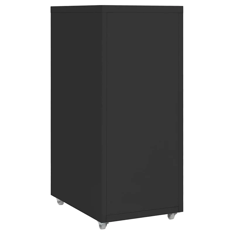 Myheimly Aktenschrank mit Rollen Rollcontainer Bürocontainer Schubladenschrank Büroschrank Metallschrank Schrank Metall Aktenschrank Schwarz,5 Schubladen