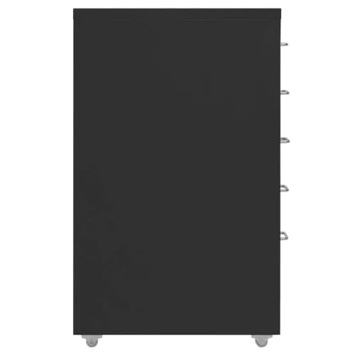 Myheimly Aktenschrank mit Rollen Rollcontainer Bürocontainer Schubladenschrank Büroschrank Metallschrank Schrank Metall Aktenschrank Schwarz,5 Schubladen