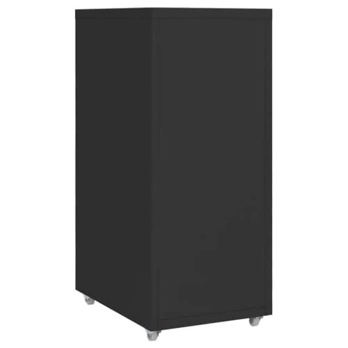 Myheimly Aktenschrank mit Rollen Rollcontainer Bürocontainer Schubladenschrank Büroschrank Metallschrank Schrank Metall Aktenschrank Schwarz,5 Schubladen