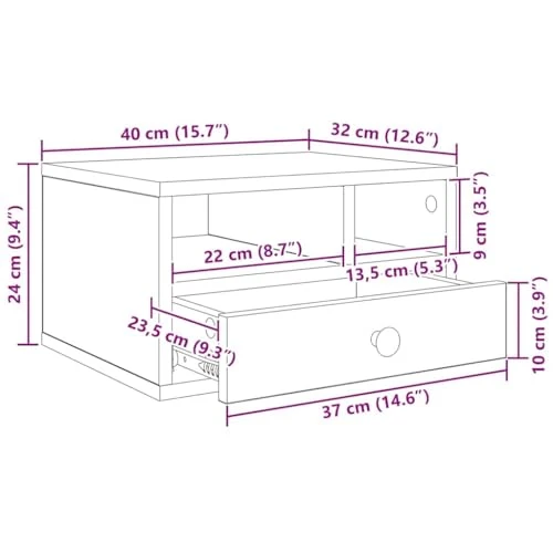 vidaXL Druckerständer Artisan-Eiche 40 x 32 x 24 cm Holzwerkstoff