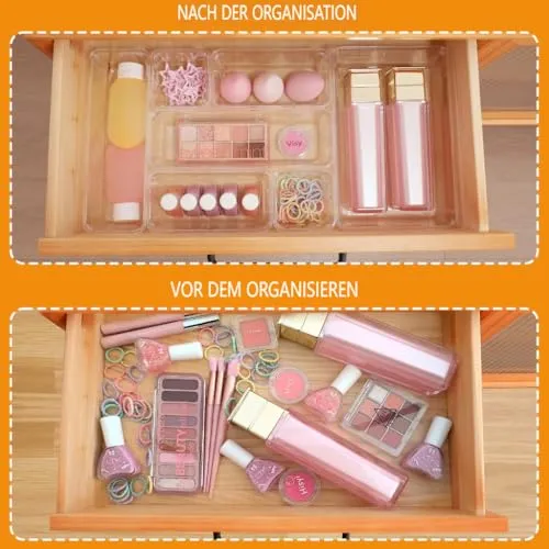 Schubladen Organizer, 25 Stück in 4 Größen, Kunststoff, Schminktisch und Make-up Organizer, Ordnungssystem (Transparent)
