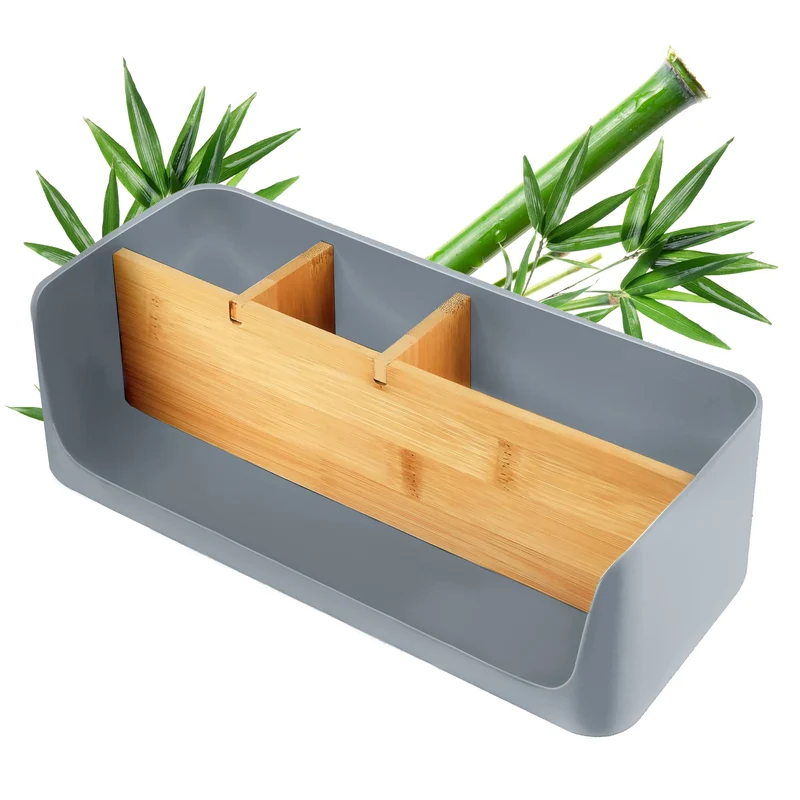 ECO Schreibtisch Organizer | Tisch- Büro- Kosmetik- Organizer | Handy & Tablet Halterung | Stiftehalter Schreibtisch | Briefablage | Serviettenhalter | Organizer box | (groß, grau)