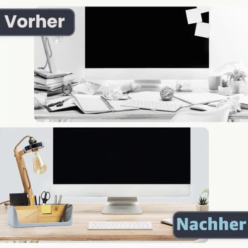 ECO Schreibtisch Organizer | Tisch- Büro- Kosmetik- Organizer | Handy & Tablet Halterung | Stiftehalter Schreibtisch | Briefablage | Serviettenhalter | Organizer box | (groß, grau)