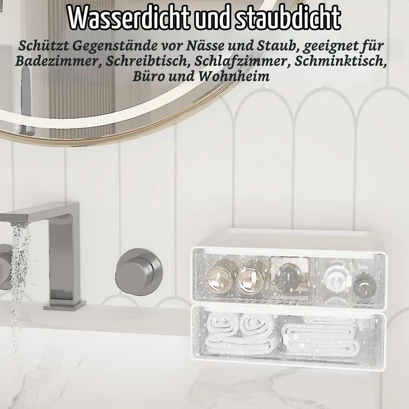 Schreibtisch Organisator Schubladen, Stapelbare Schreibtisch Aufbewahrungsbox mit 3 Schubladen, Weiße Aufbewahrungseinheit Schminke Schublade für Schreibwaren Zuhause Schule (2 flache Lagen)