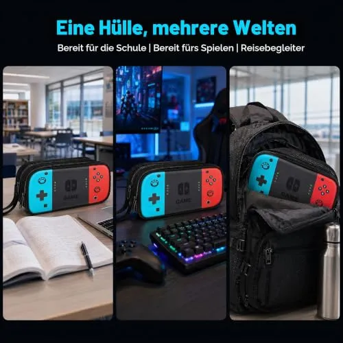 Federmäppchen,Mäppchen Jungs Groß,Federmappe 2fach Jungen, Maxi Federtasche Junge 2 Fächer,Schulmäppchen Federpenal Schule 1. Bis 5. Klasse,Schlamppermäppchen Jungs, Federschachtel Schüleretui