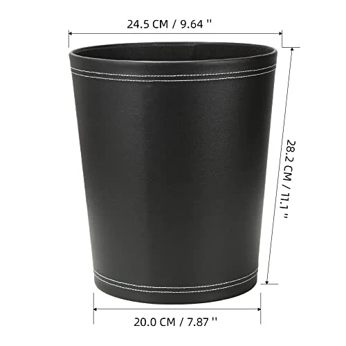 KINGFOM™ Klassisch Leder Papierkorb für Büro/Badezimmer/küche/Schlafzimmer (Schwarz)