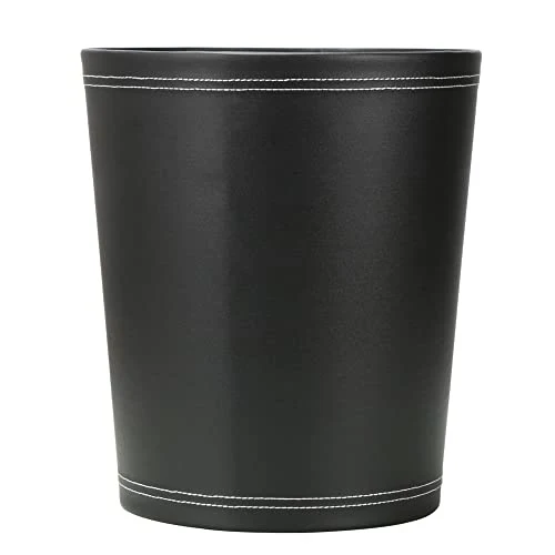KINGFOM™ Klassisch Leder Papierkorb für Büro/Badezimmer/küche/Schlafzimmer (Schwarz)